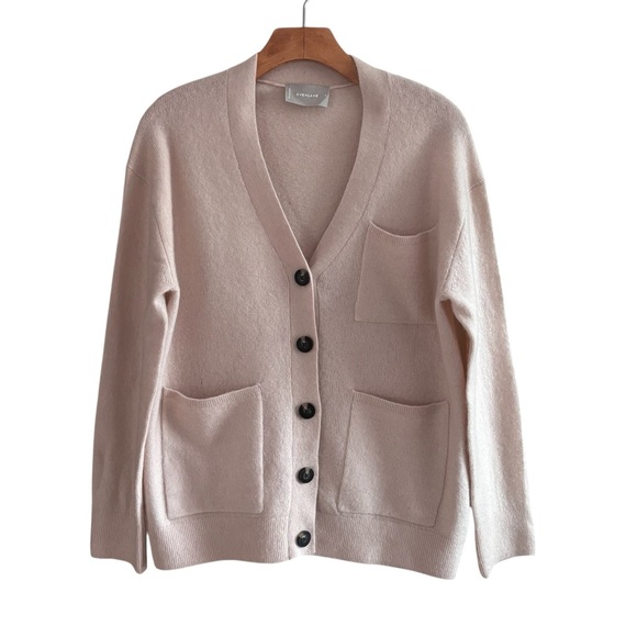 EVERLANE The Cozy-Stretch Relaxed Cardigan Size S Whisper Pink Preppy - Picture 2 of 11